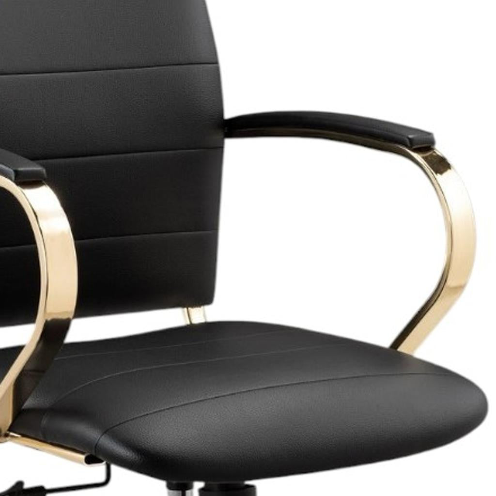 Black and Gold Adjustable Height Swivel Rolling Office Chair