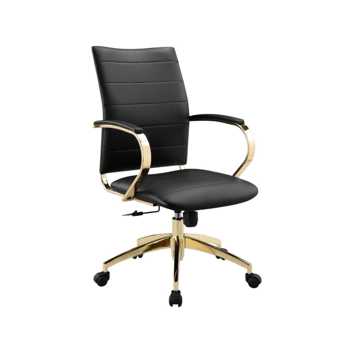 Black and Gold Adjustable Height Swivel Rolling Office Chair