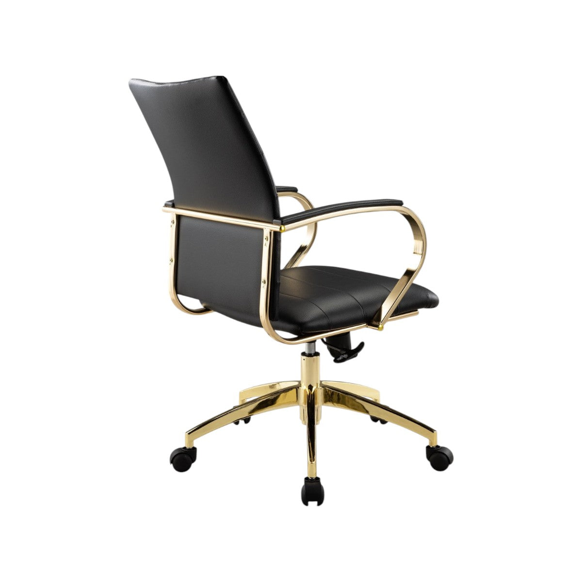Black and Gold Adjustable Height Swivel Rolling Office Chair