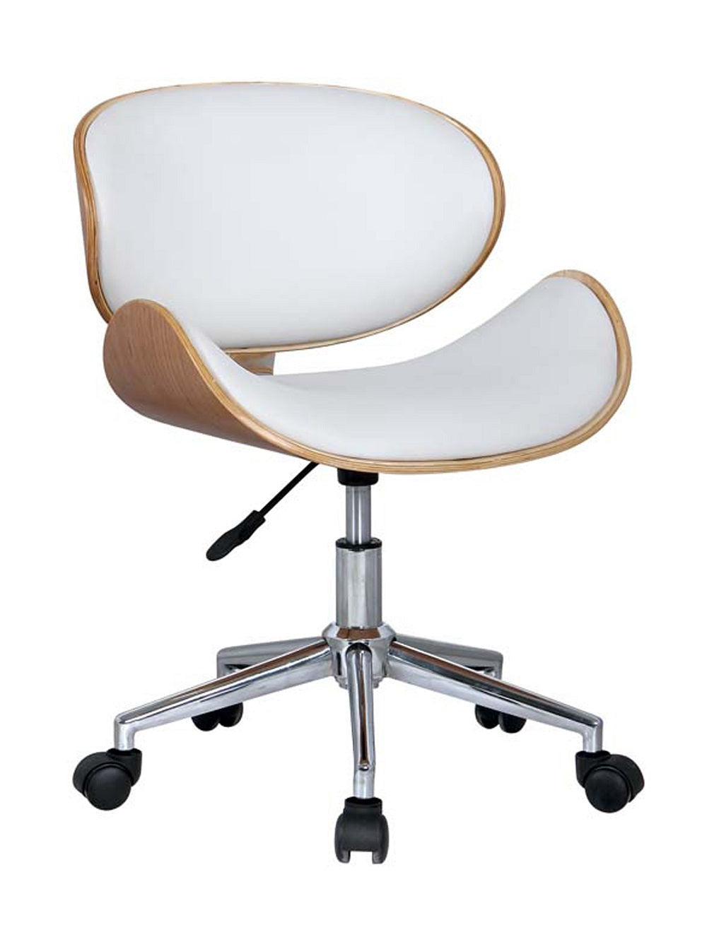 Brown White and Silver Adjustable Height Swivel Rolling Office Chair