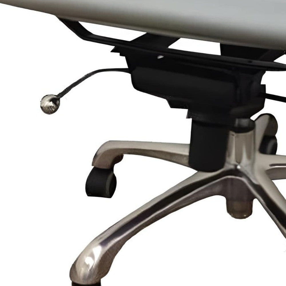 Gray and Silver Faux Leather Adjustable Height Swivel Rolling Office Chair