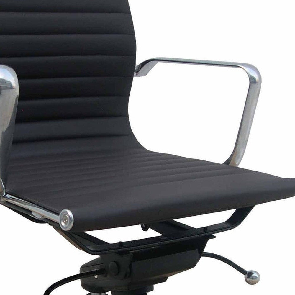 Black and Silver Faux Leather Adjustable Height Swivel Rolling Office Chair