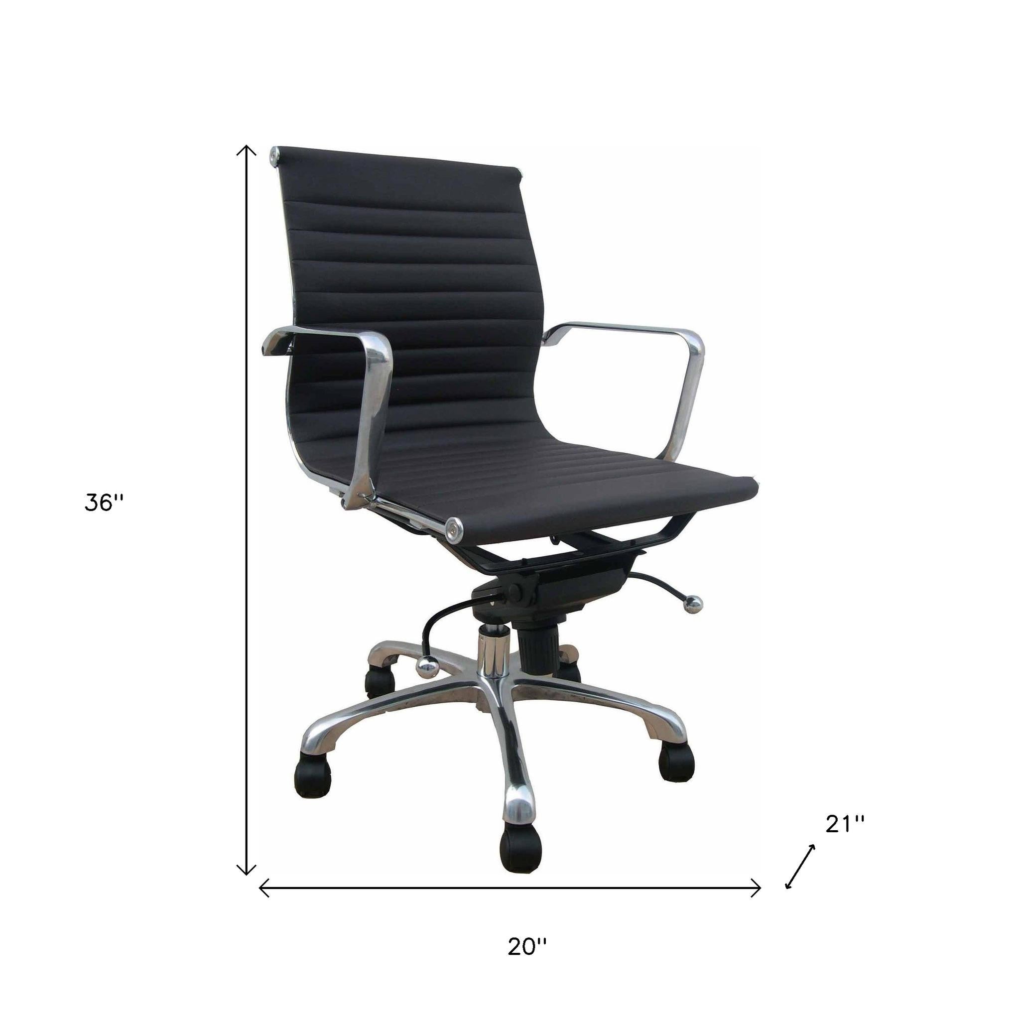 Black and Silver Faux Leather Adjustable Height Swivel Rolling Office Chair