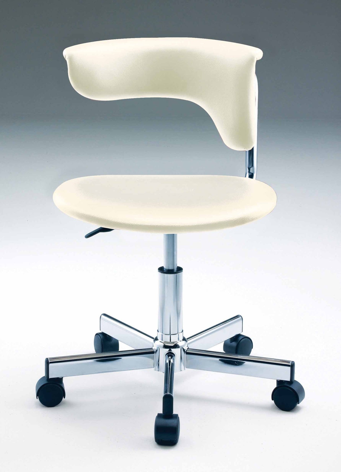 White and Silver Faux Leather Adjustable Height Swivel Rolling Conference Office Chair