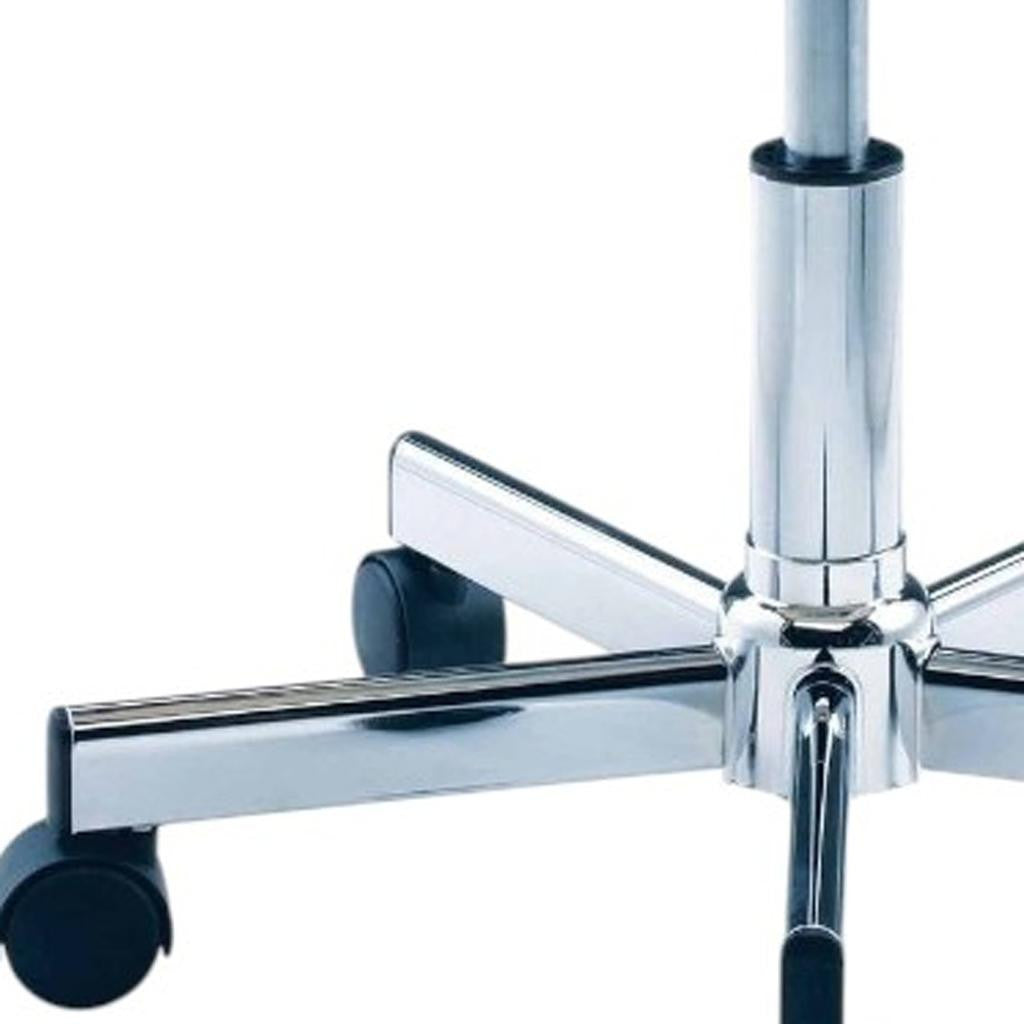 White and Silver Faux Leather Adjustable Height Swivel Rolling Conference Office Chair