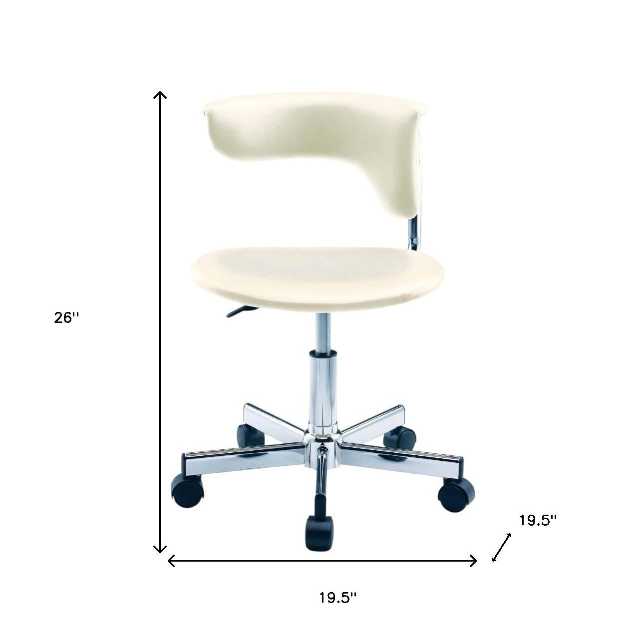 White and Silver Faux Leather Adjustable Height Swivel Rolling Conference Office Chair