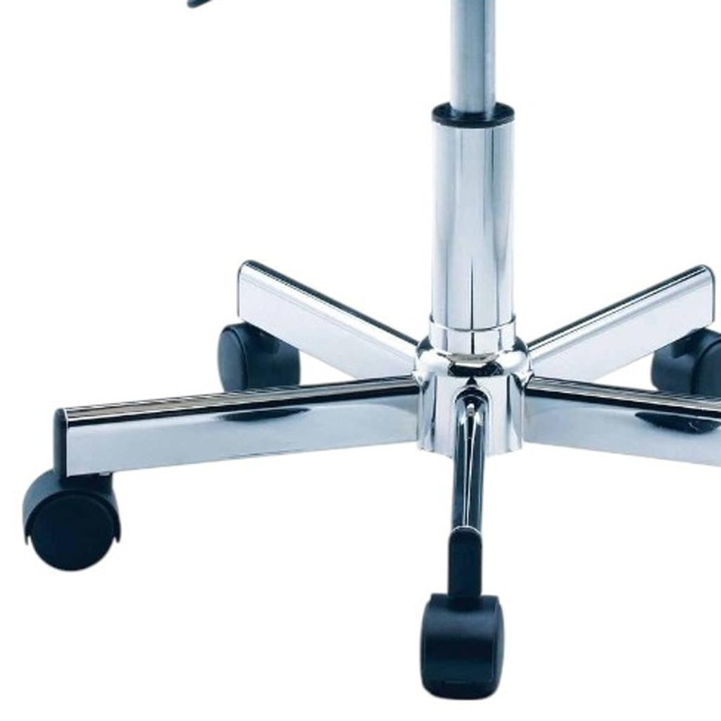 White and Silver Faux Leather Adjustable Height Swivel Rolling Conference Office Chair