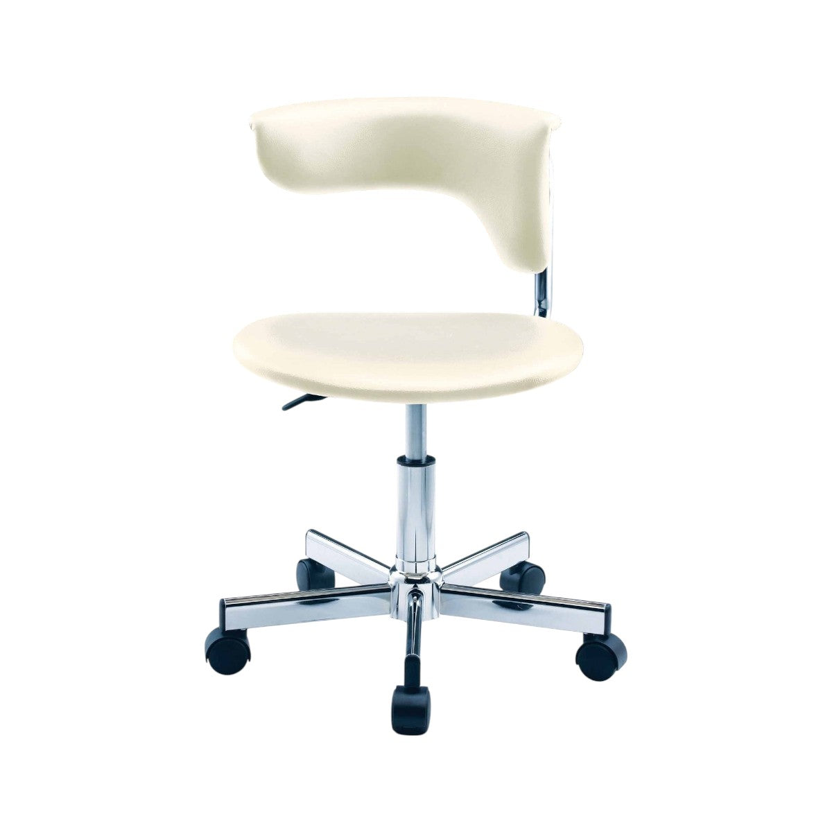White and Silver Faux Leather Adjustable Height Swivel Rolling Conference Office Chair