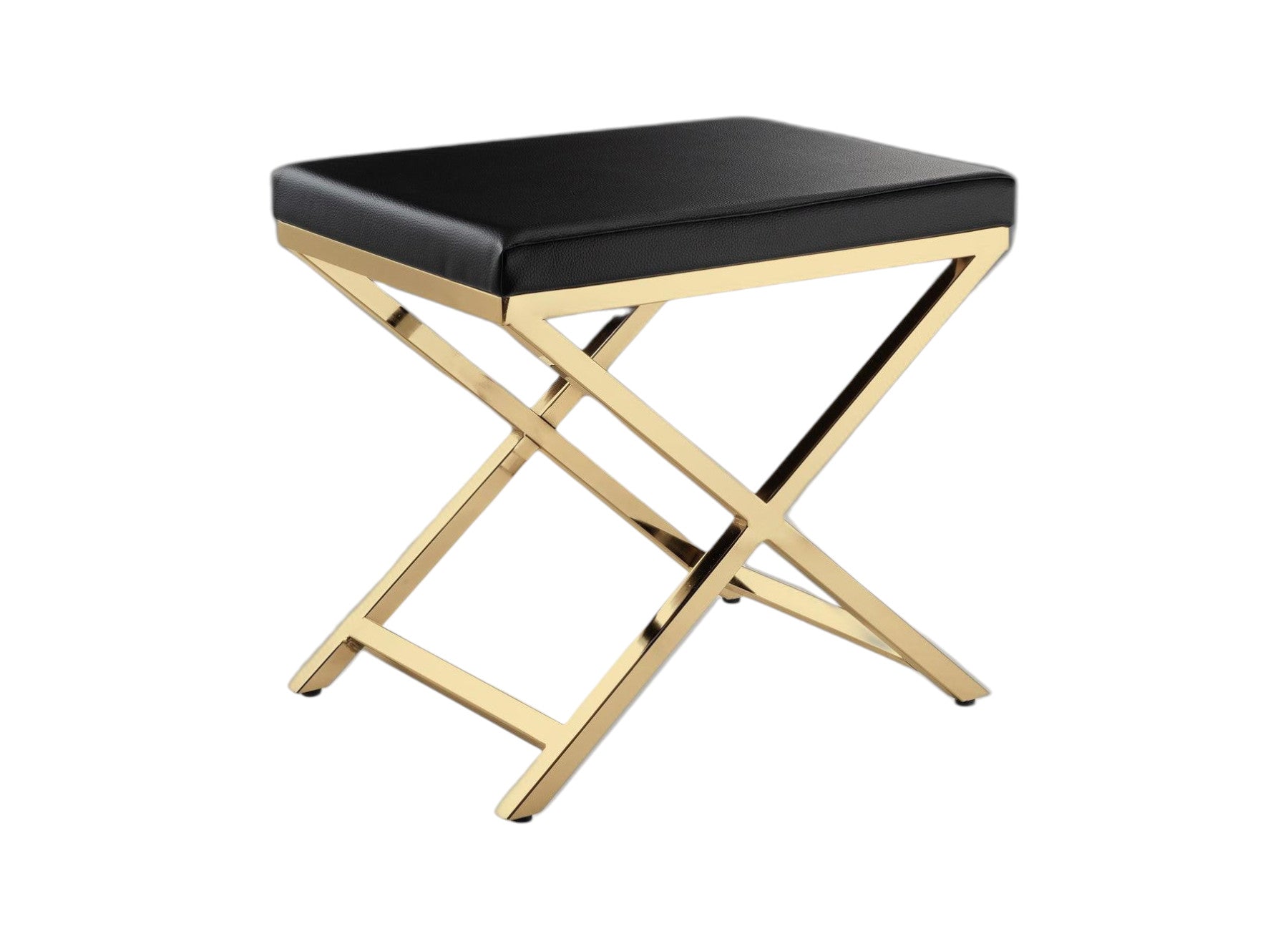 21" Black and Gold Faux Leather Vanity Chair
