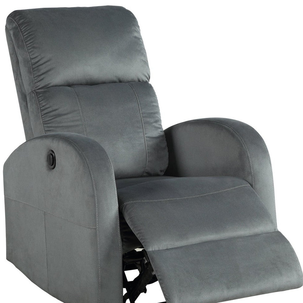 28" Gray Velvet Power Club Recliner