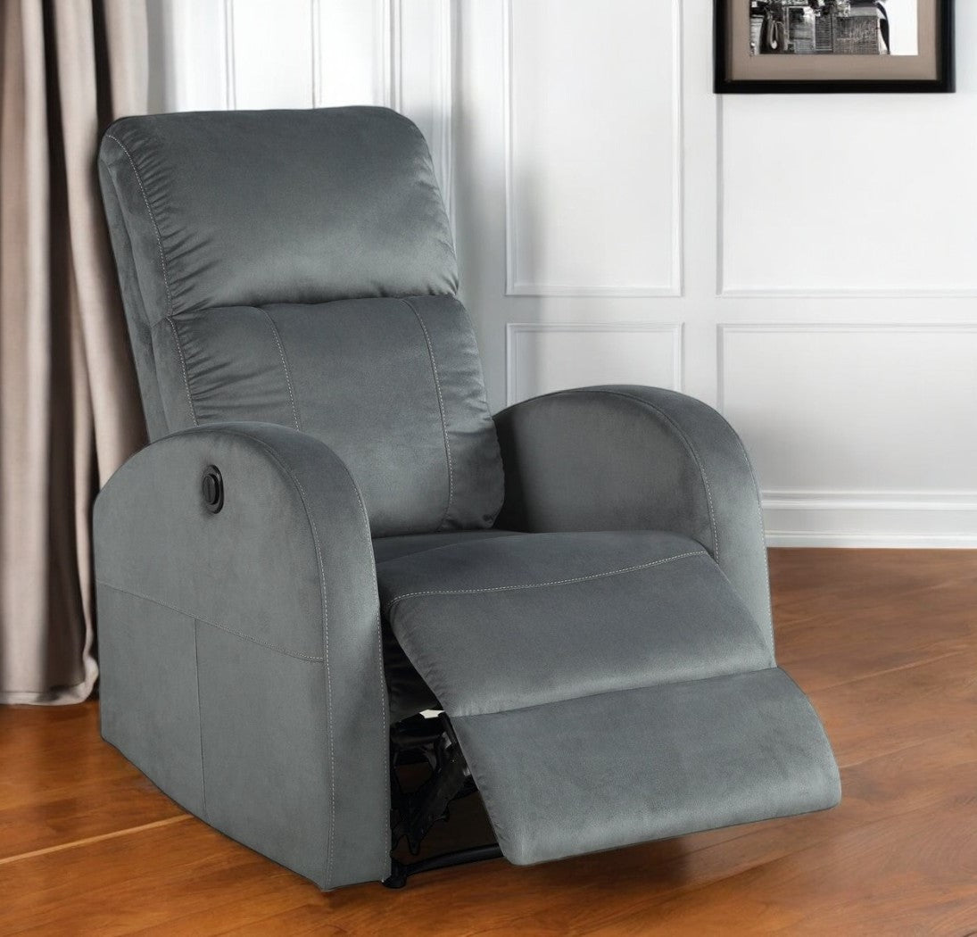 28" Gray Velvet Power Club Recliner