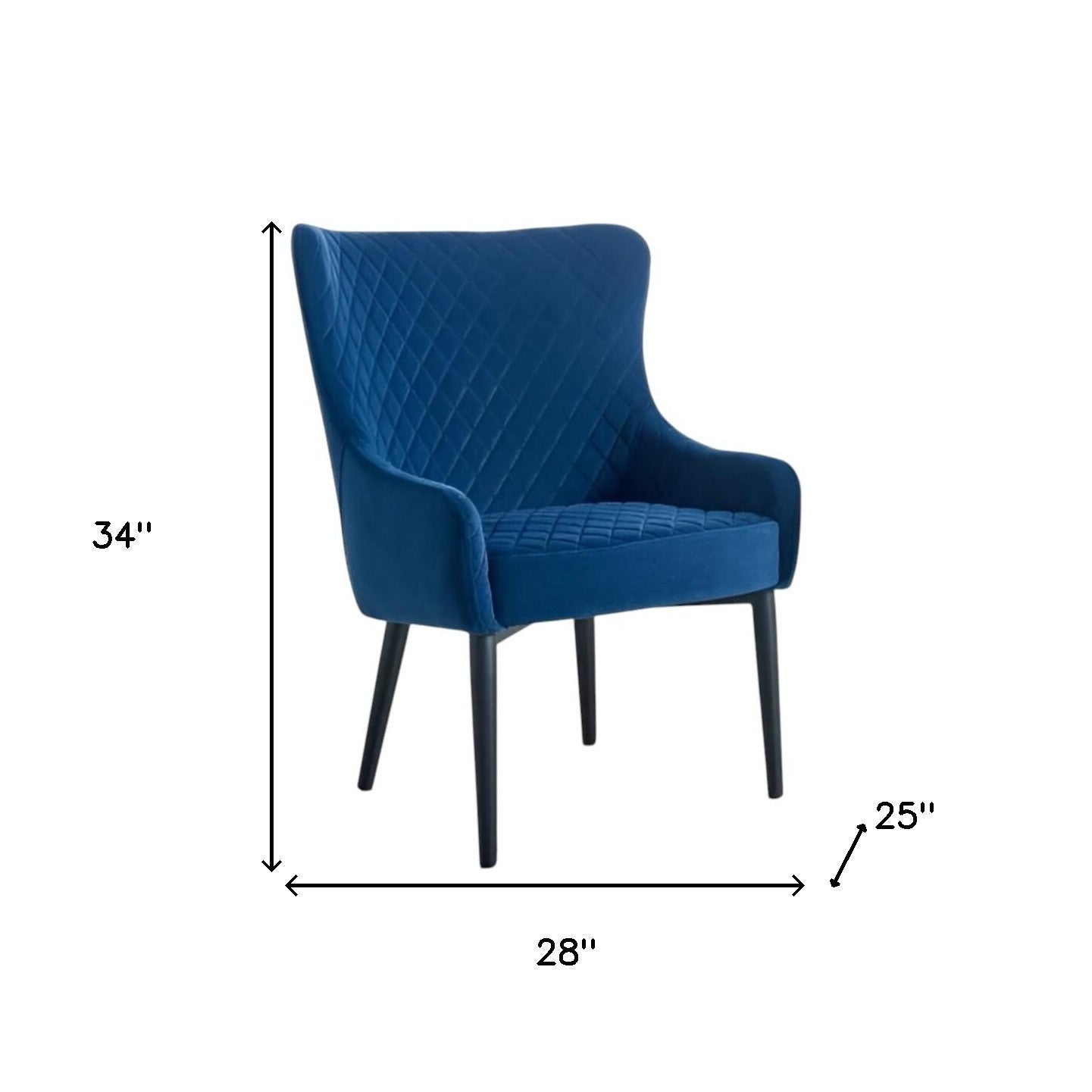 28" Blue and Black Tufted Velvet Wingback Chair