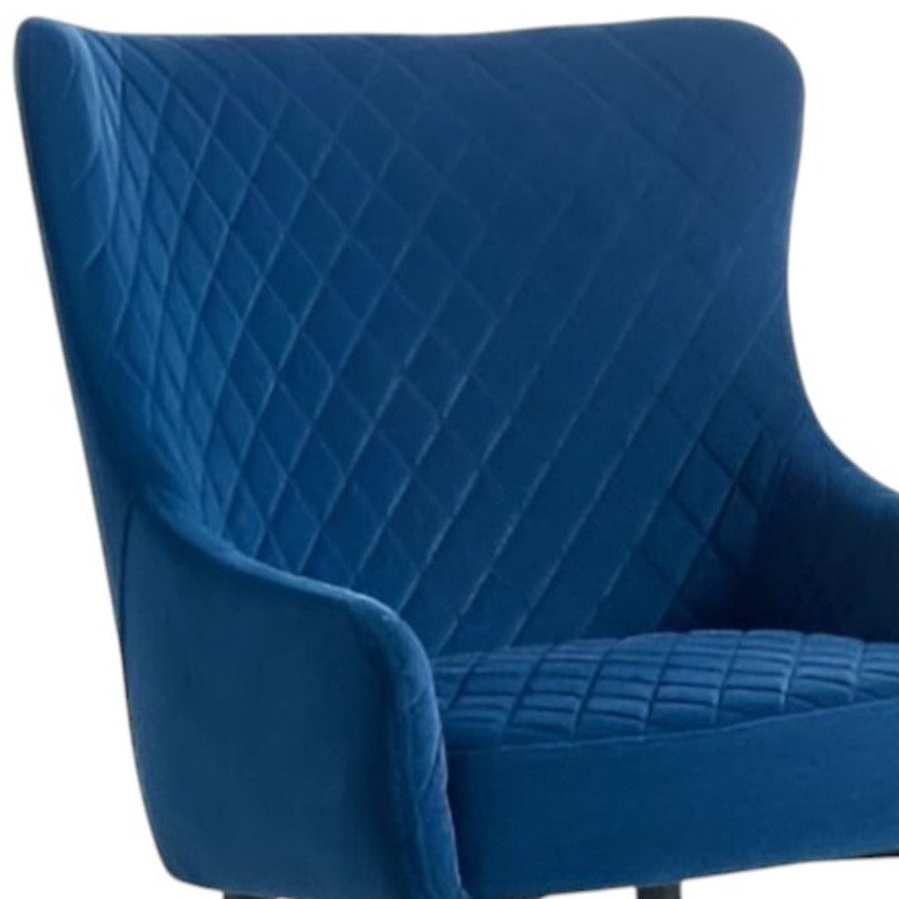 28" Blue and Black Tufted Velvet Wingback Chair
