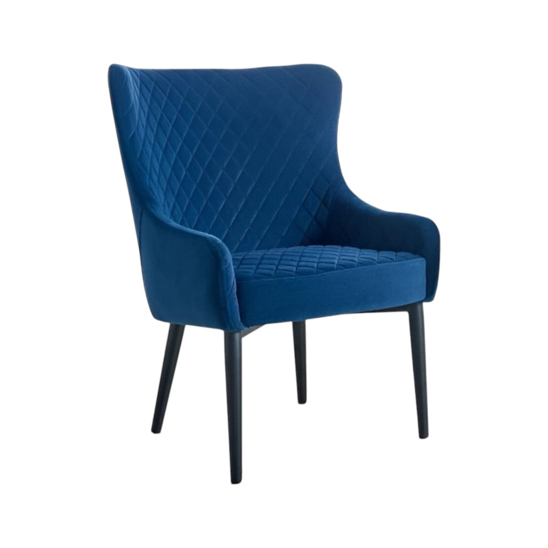 28" Blue and Black Tufted Velvet Wingback Chair