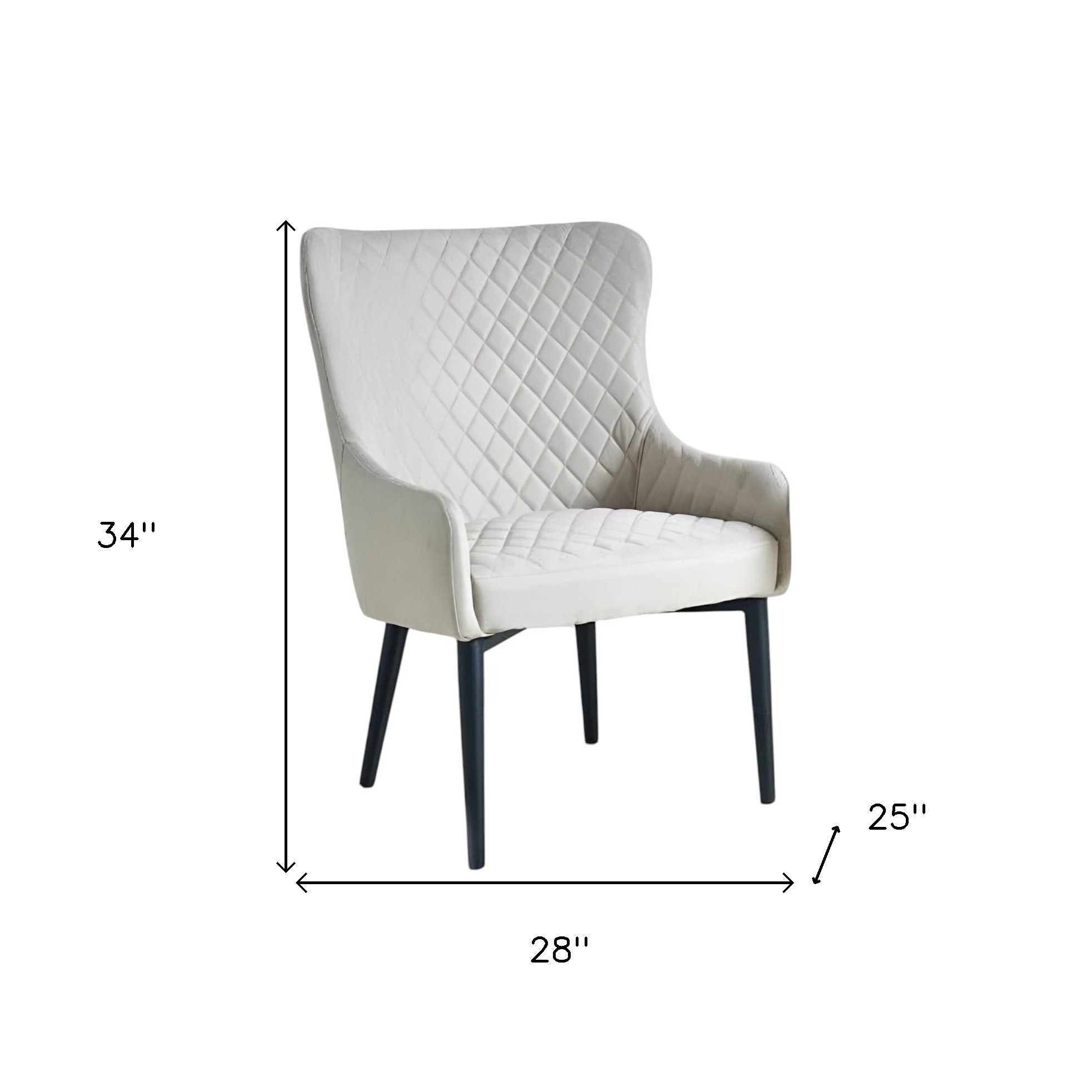28" Beige and Black Fabric Wingback Chair