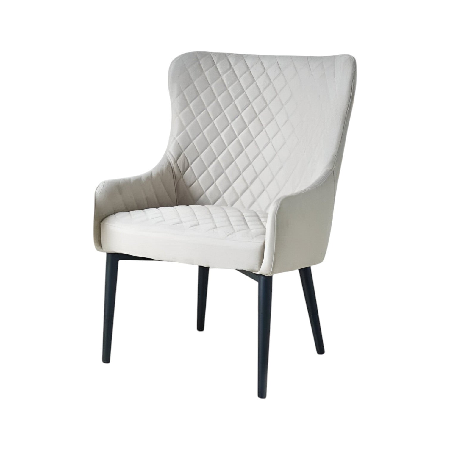 28" Beige and Black Fabric Wingback Chair