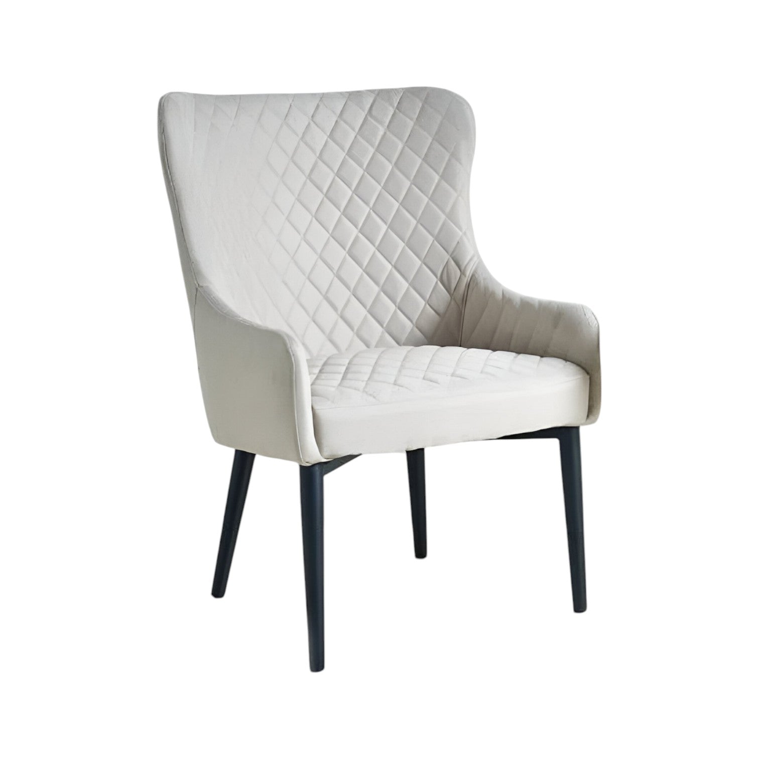 28" Beige and Black Fabric Wingback Chair