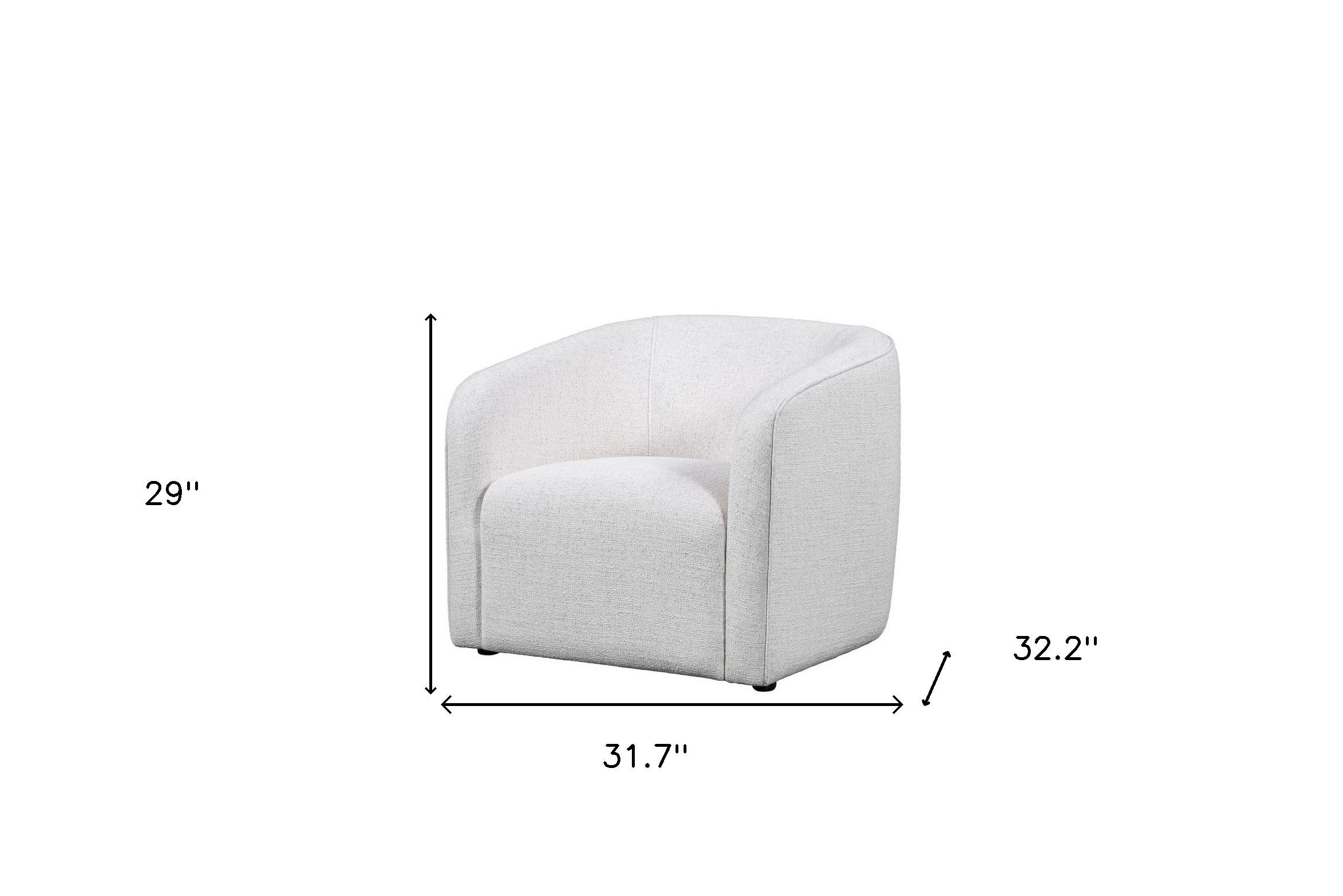 32" Off White Fabric Barrel Club Chair