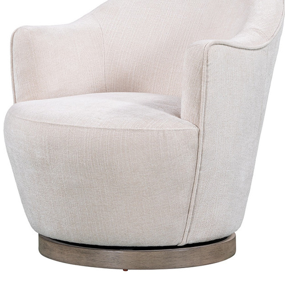27" Off White Fabric Swivel Barrel Chair