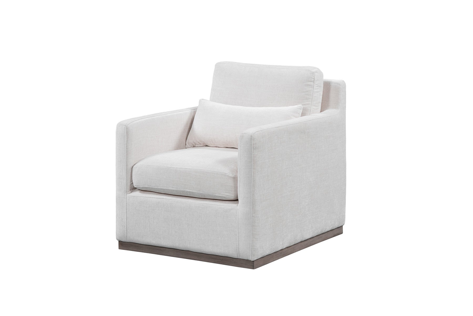 30" Off White Fabric Swivel Club Chair And Toss Pillow