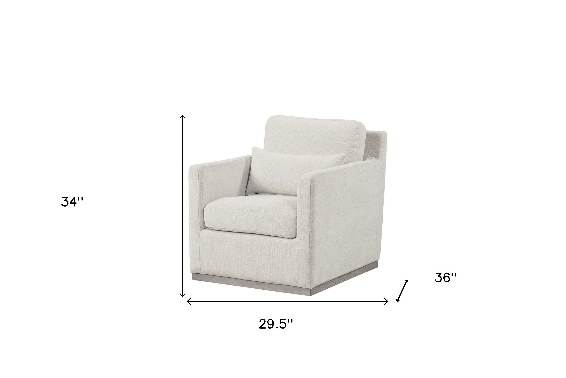30" Cream Fabric Swivel Club Chair And Toss Pillow