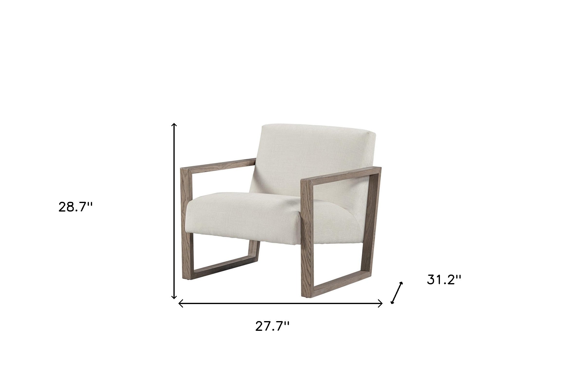 28" Off White and Ash Gray Fabric Lounge Chair