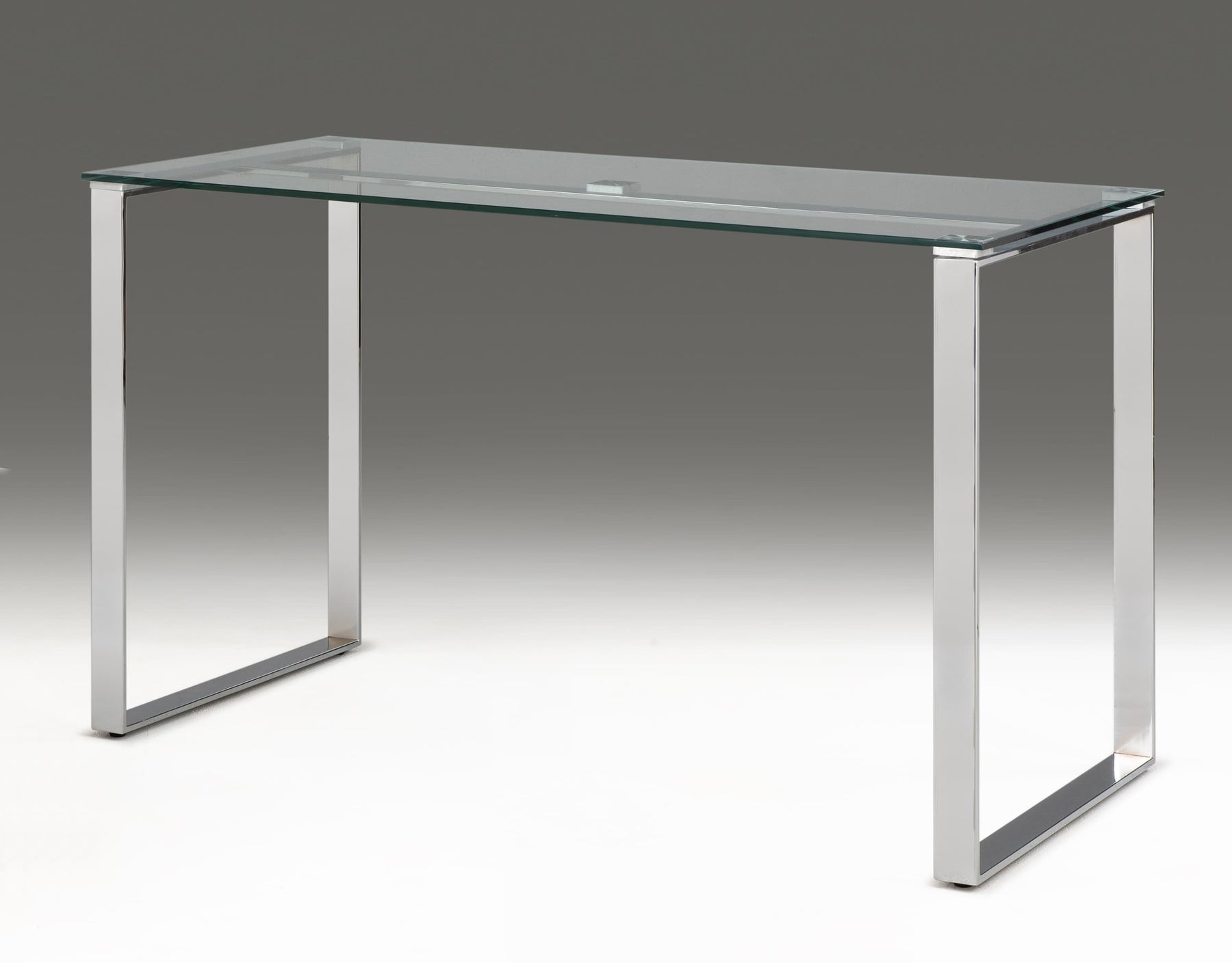 47" Clear and Silver Glass and Metal Computer Desk
