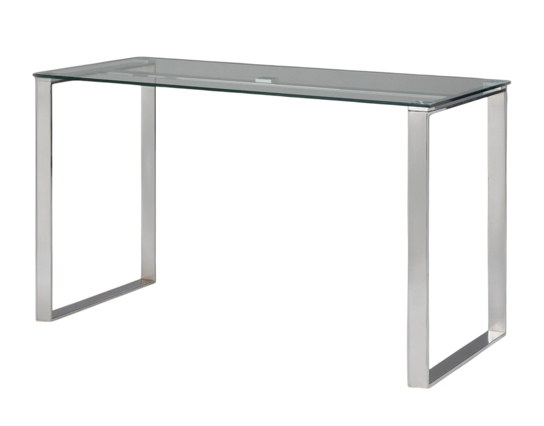 47" Clear and Silver Glass and Metal Computer Desk