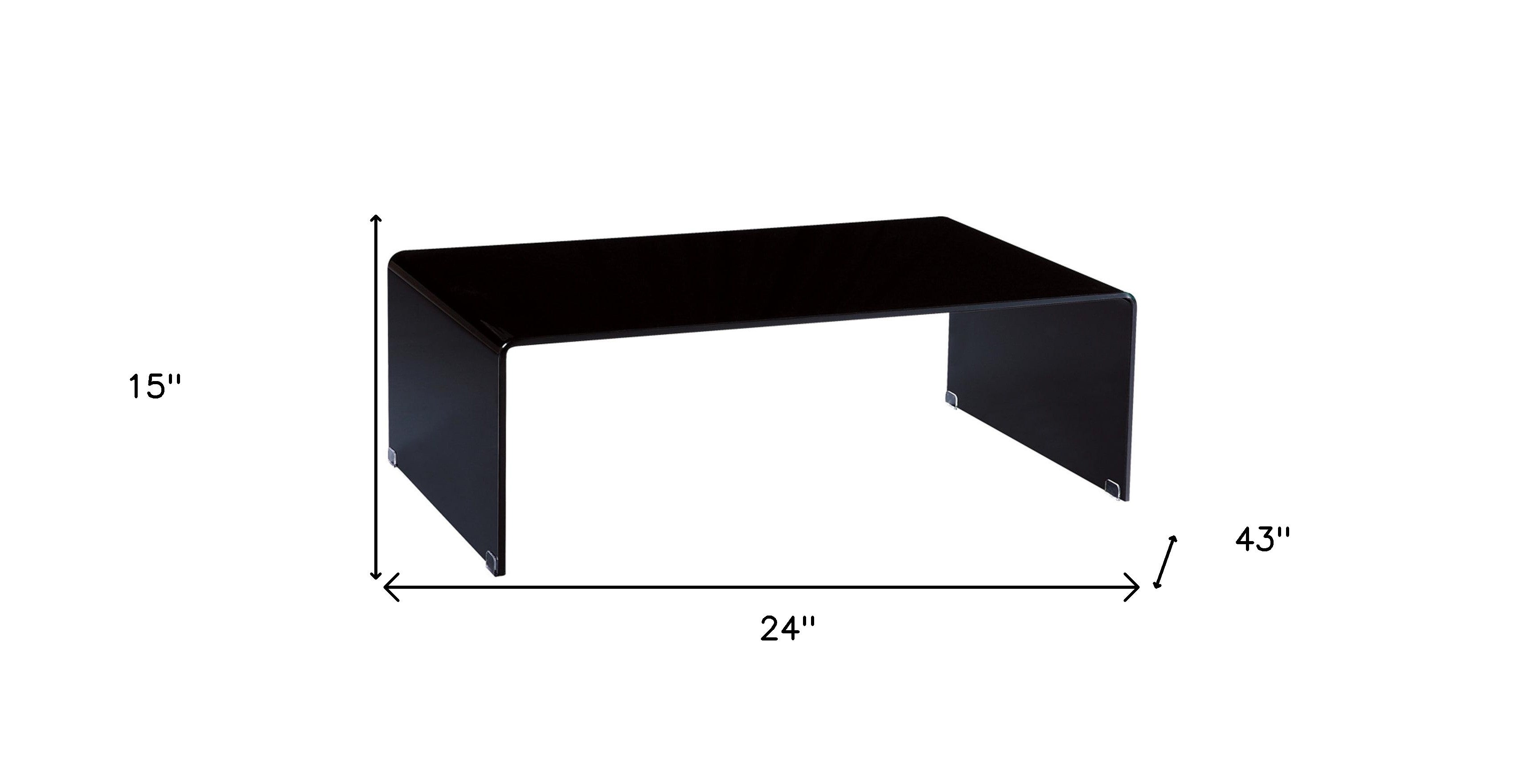 24" Black Glass Sled Coffee Table