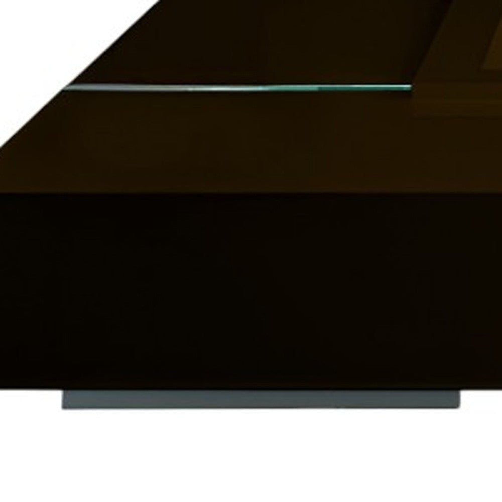 47" Dark Brown and Clear Wood and Glass Square Low Coffee Table