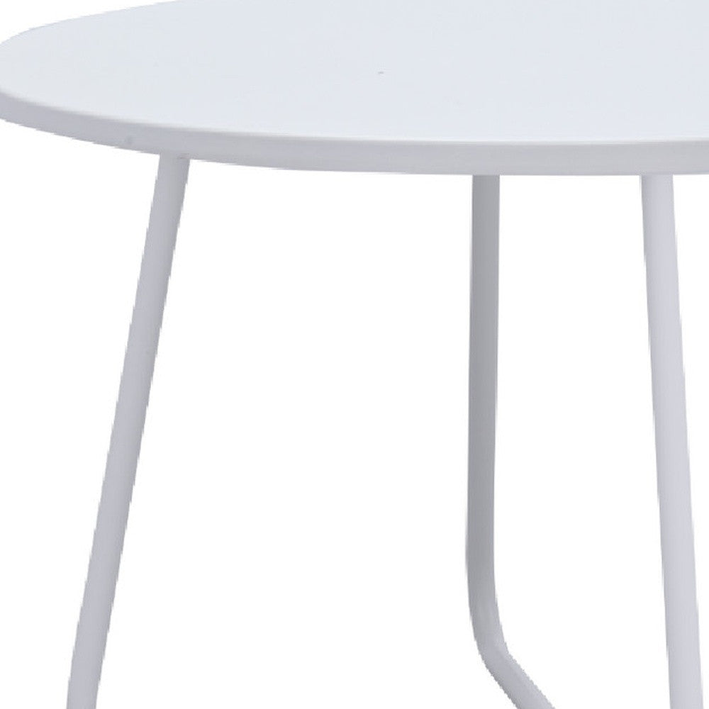28" White Wood And Metal Round Cross Legs Coffee Table