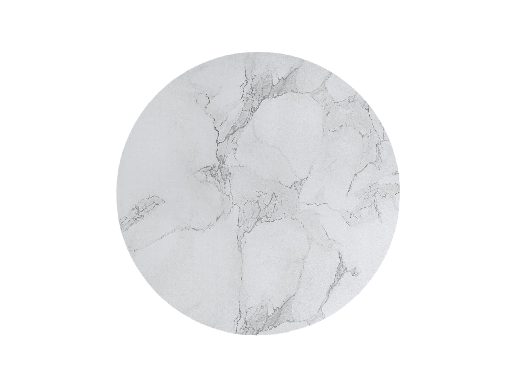 35" White Genuine Marble And Wood Round Pedestal Coffee Table