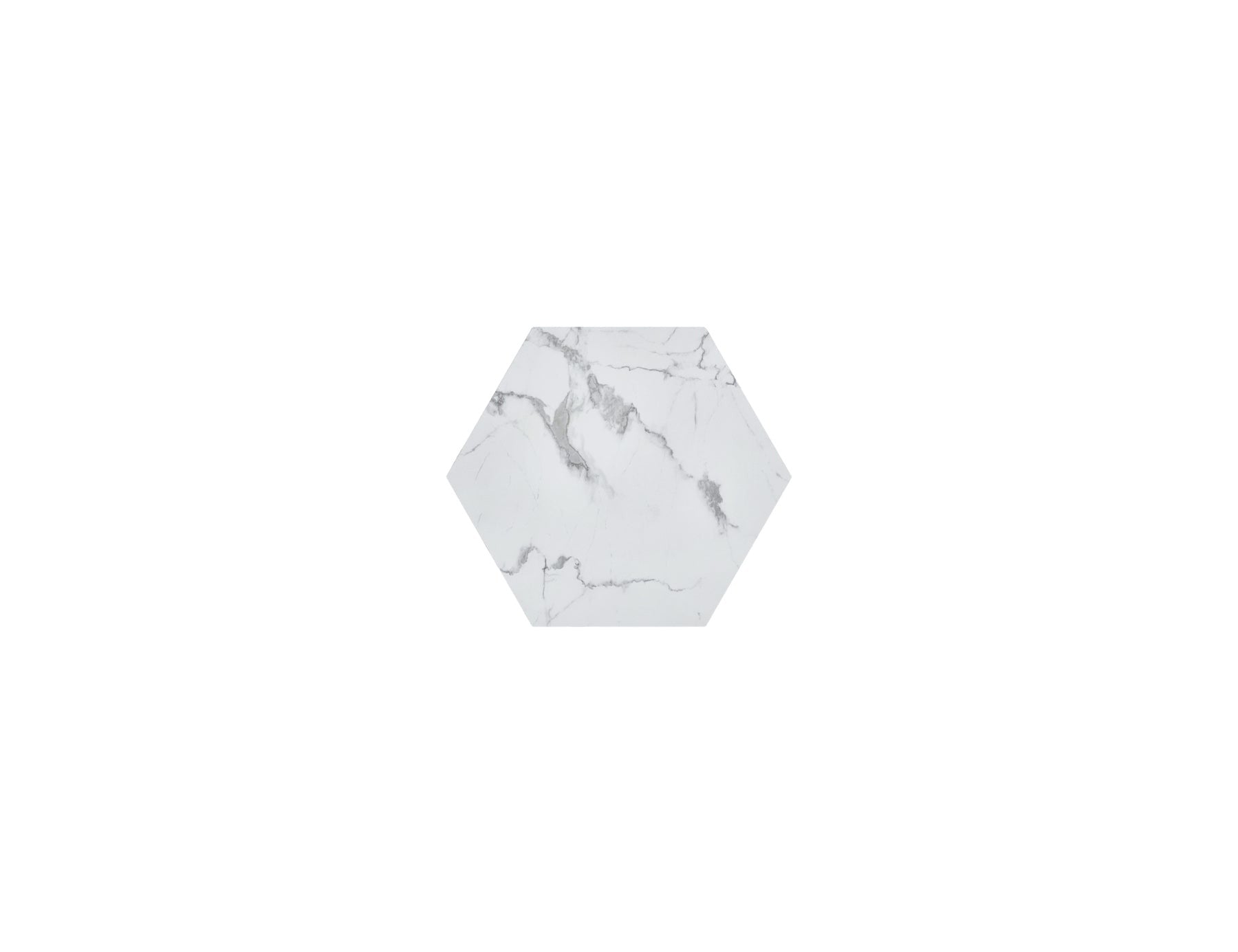35" White And Gold Faux Marble Hexagon Drum Coffee Table