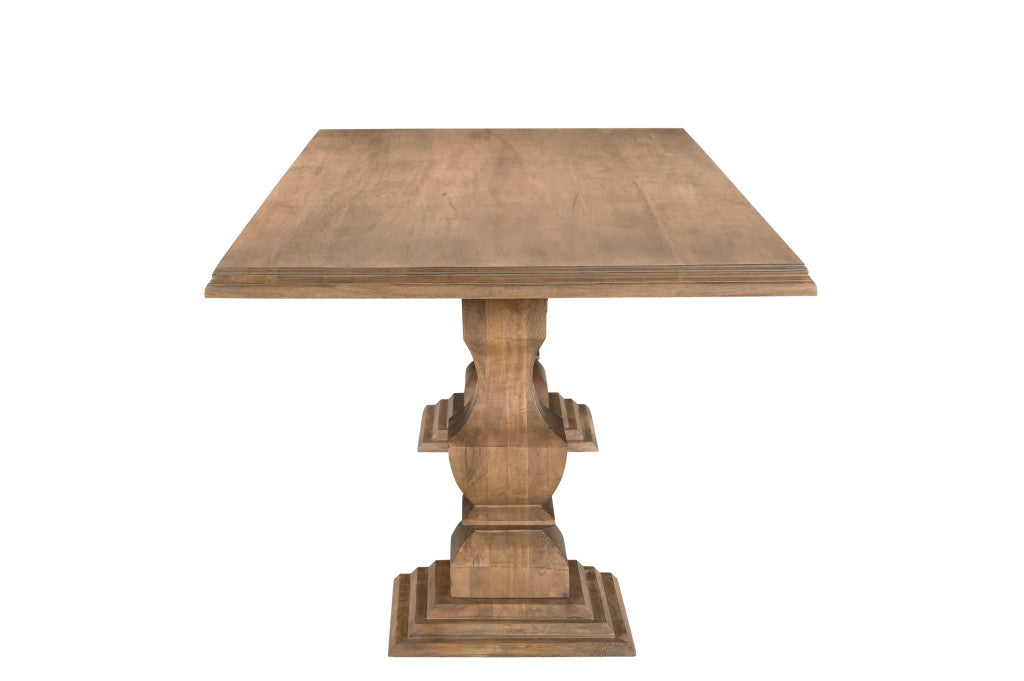 75" Brown Solid Wood Double Pedestal Base Dining Table