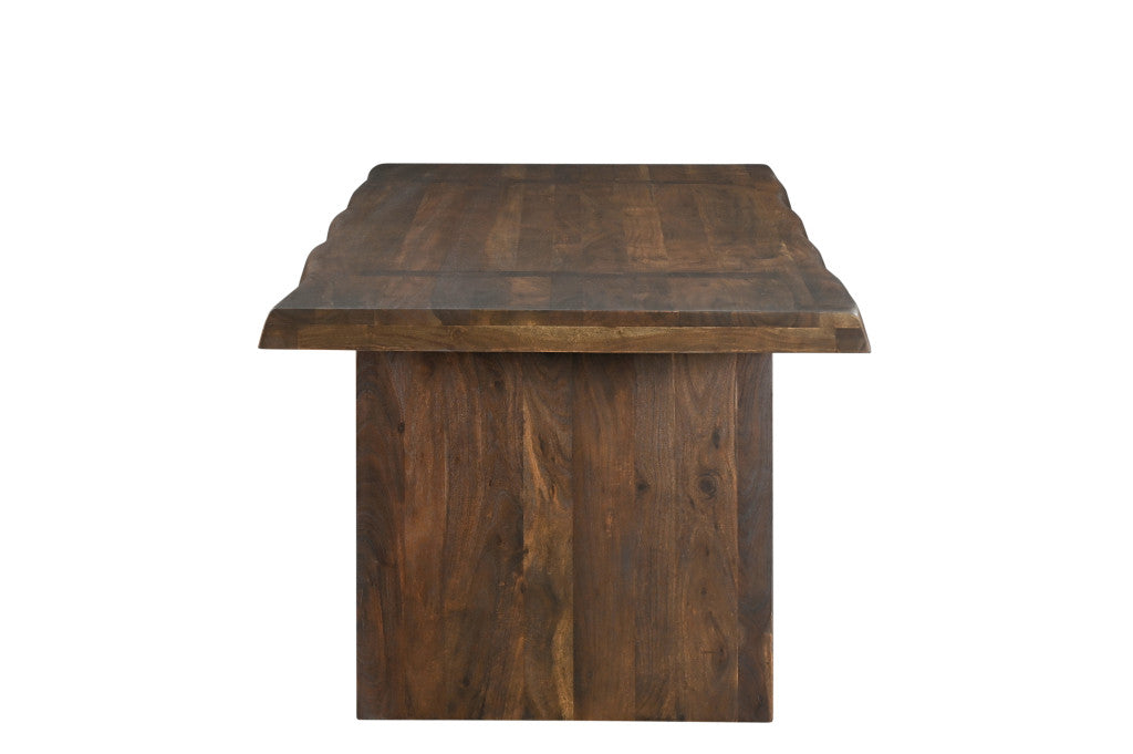 75" Dark Brown Solid Wood Live Edge Dining Table