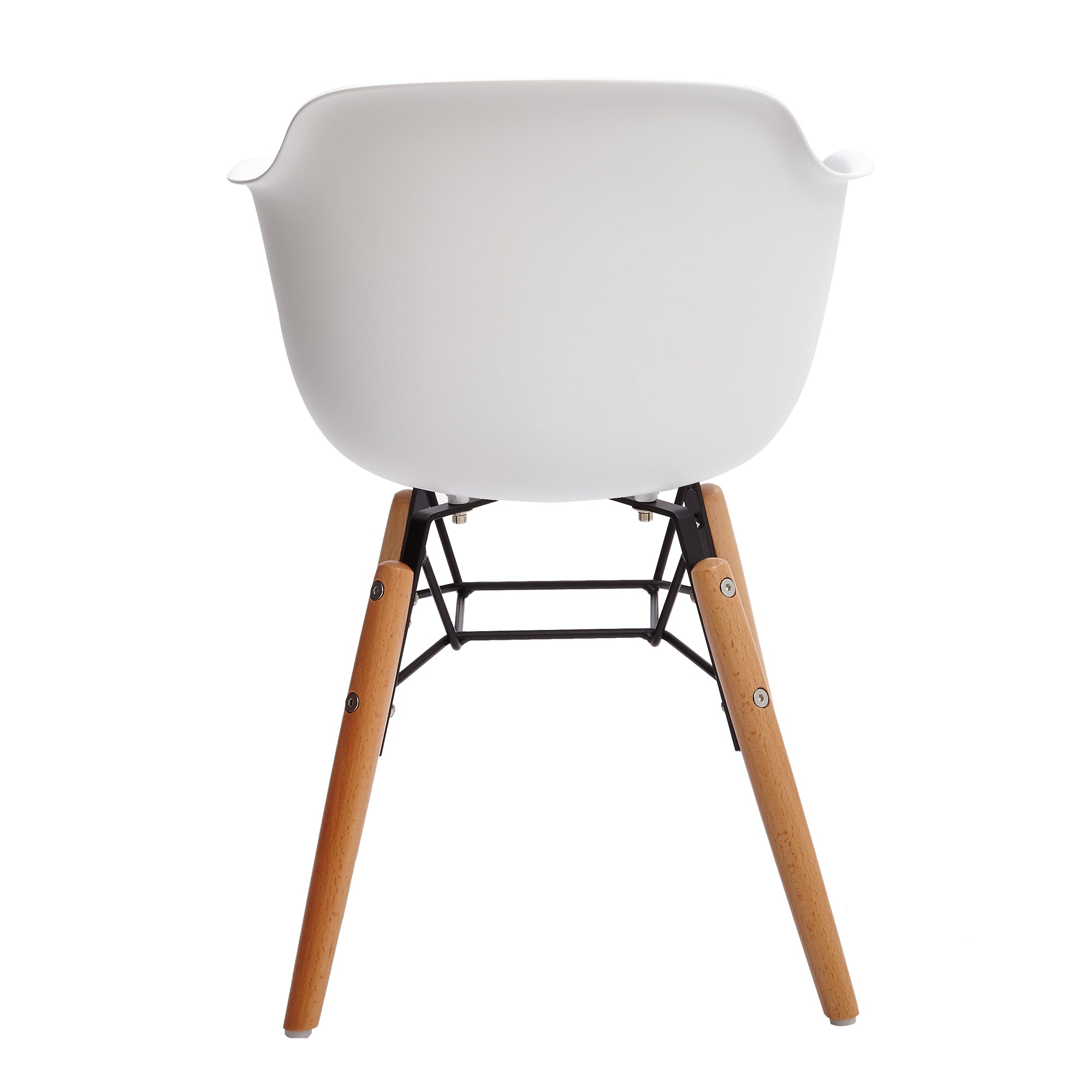 Set Of Four White And Brown Heavy Duty Plastic And Wood Juvenile Side Chairs