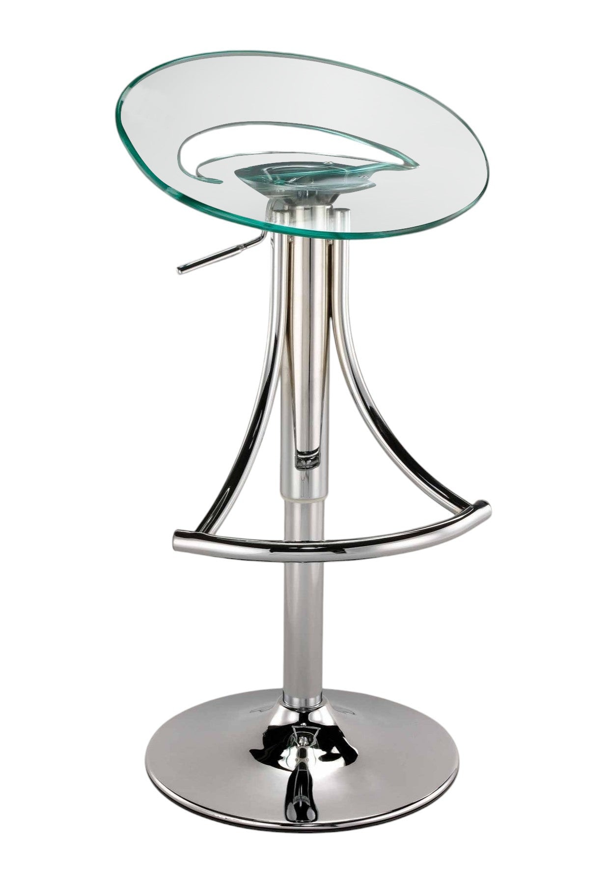 Clear and Silver Metal and Heavy Duty Plastic Low Back Adjustable Height Bar Chair