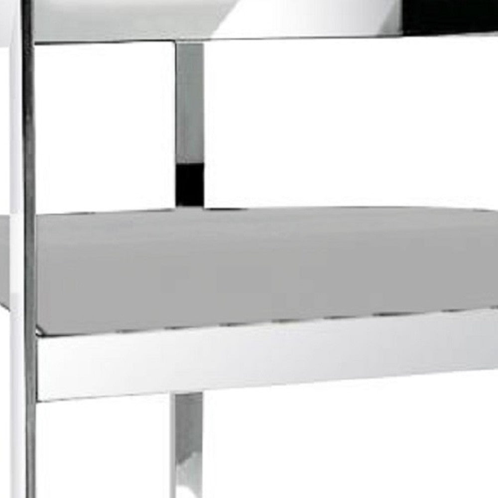 26" Gray and Silver Velvet and Stainless Steel Low Back Counter Height Bar Chair