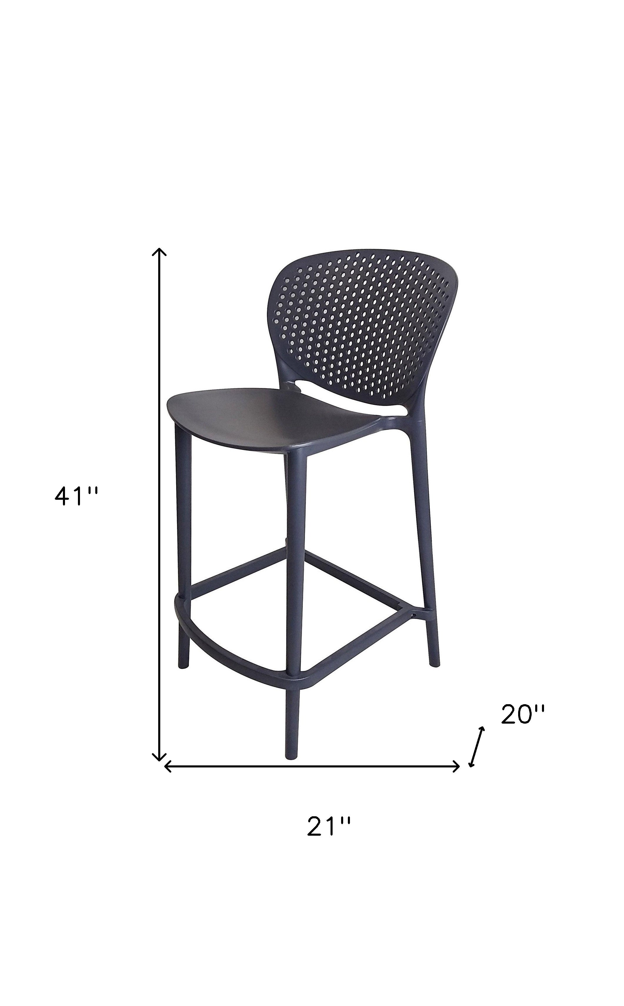 Set of Four 30" Dark Gray Heavy Duty Plastic Low Back Bar Height Bar Chairs