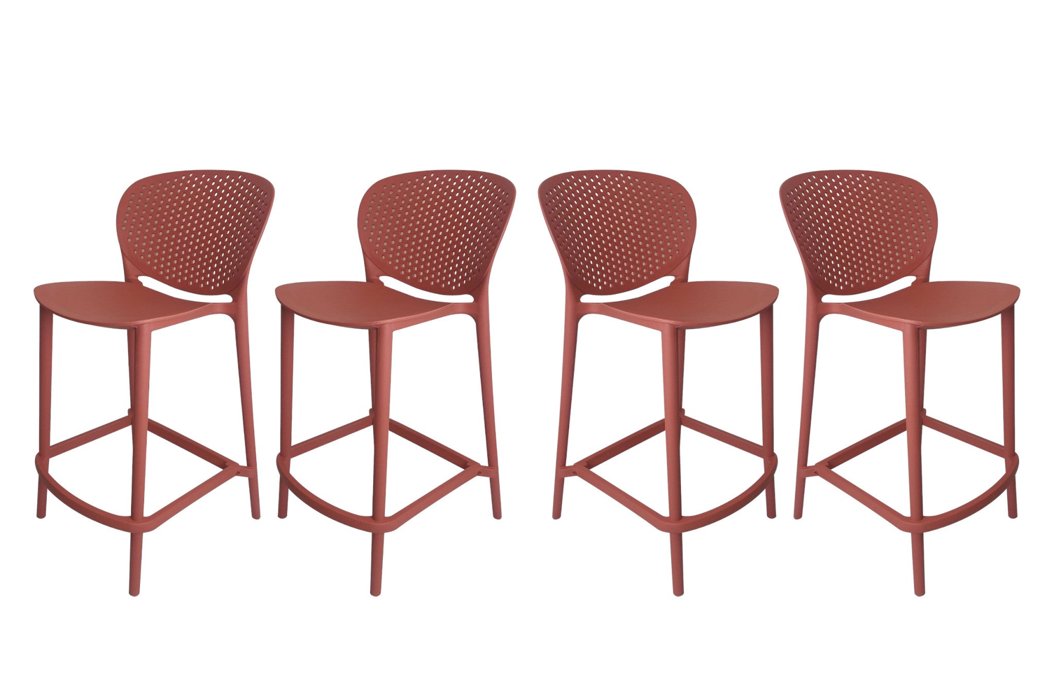 Set of Four 30" Orange Heavy Duty Plastic Low Back Bar Height Bar Chairs