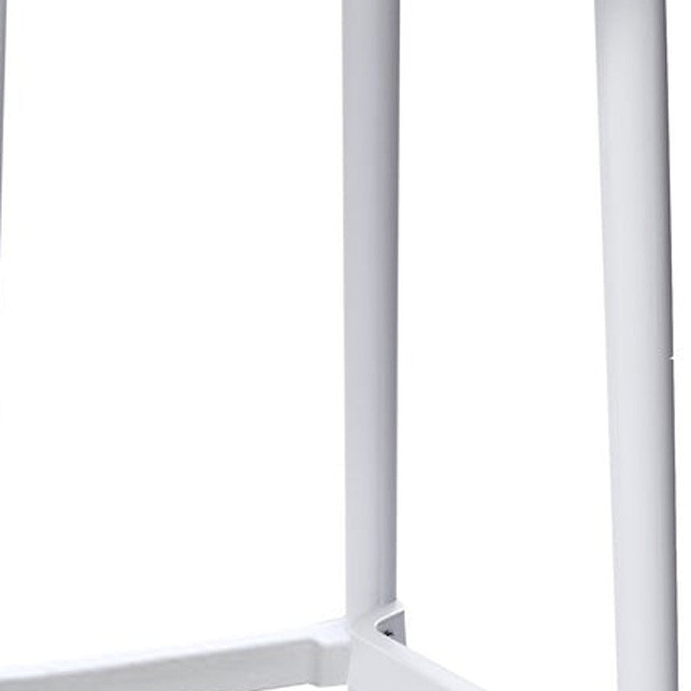 Set of Four 30" White Heavy Duty Plastic Low Back Bar Height Bar Chairs