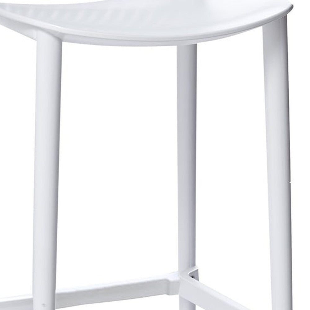 Set of Four 30" White Heavy Duty Plastic Low Back Bar Height Bar Chairs