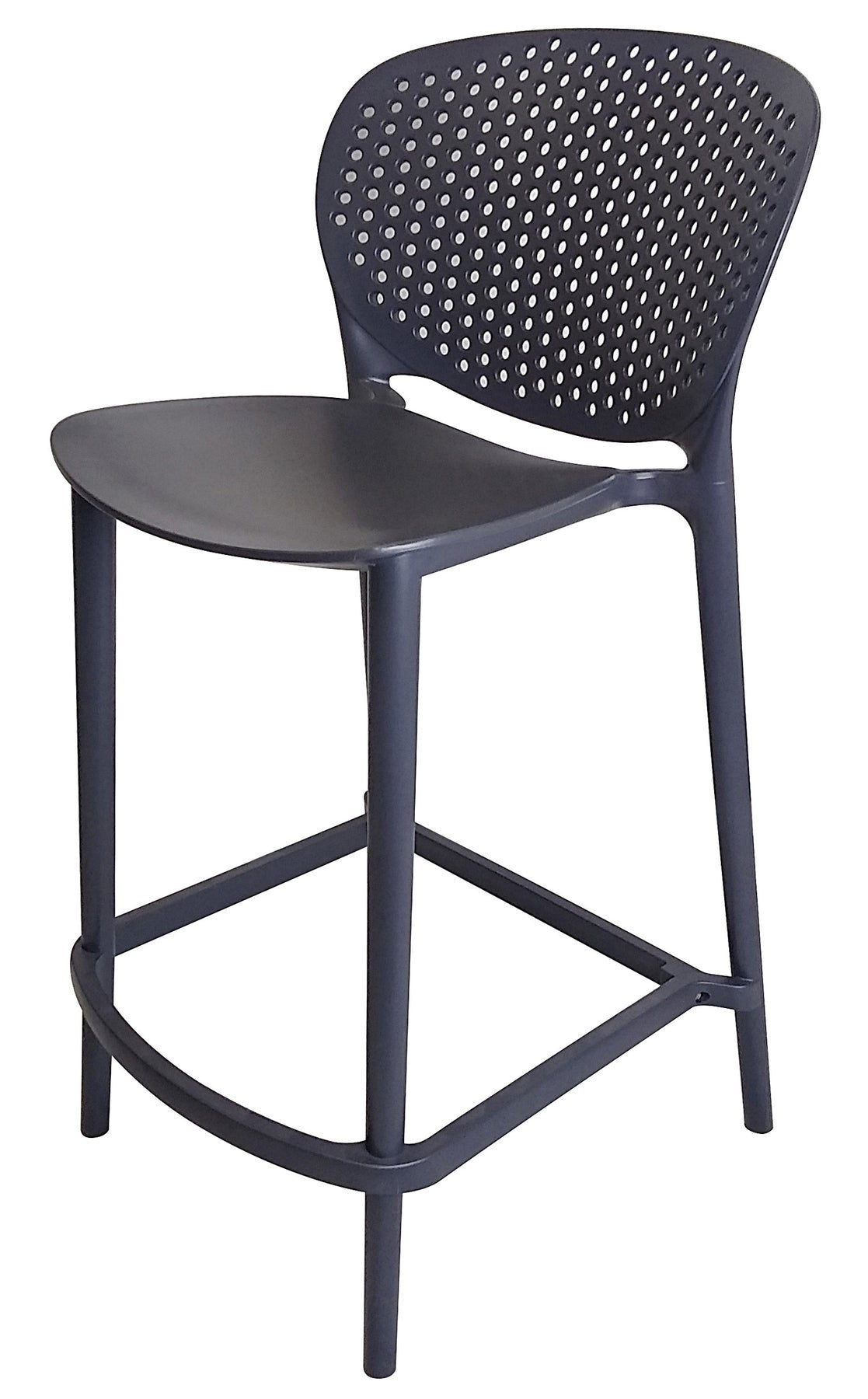 Set of Four 26" Dark Gray Heavy Duty Plastic Low Back Counter Height Bar Chairs