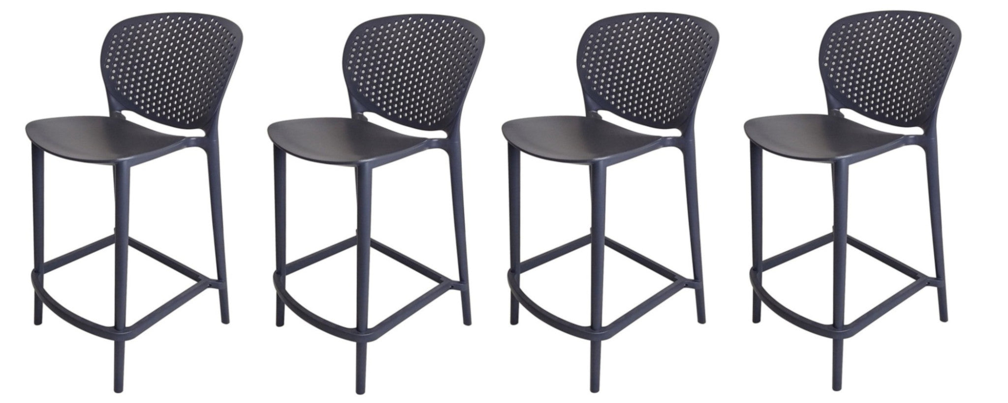 Set of Four 26" Dark Gray Heavy Duty Plastic Low Back Counter Height Bar Chairs