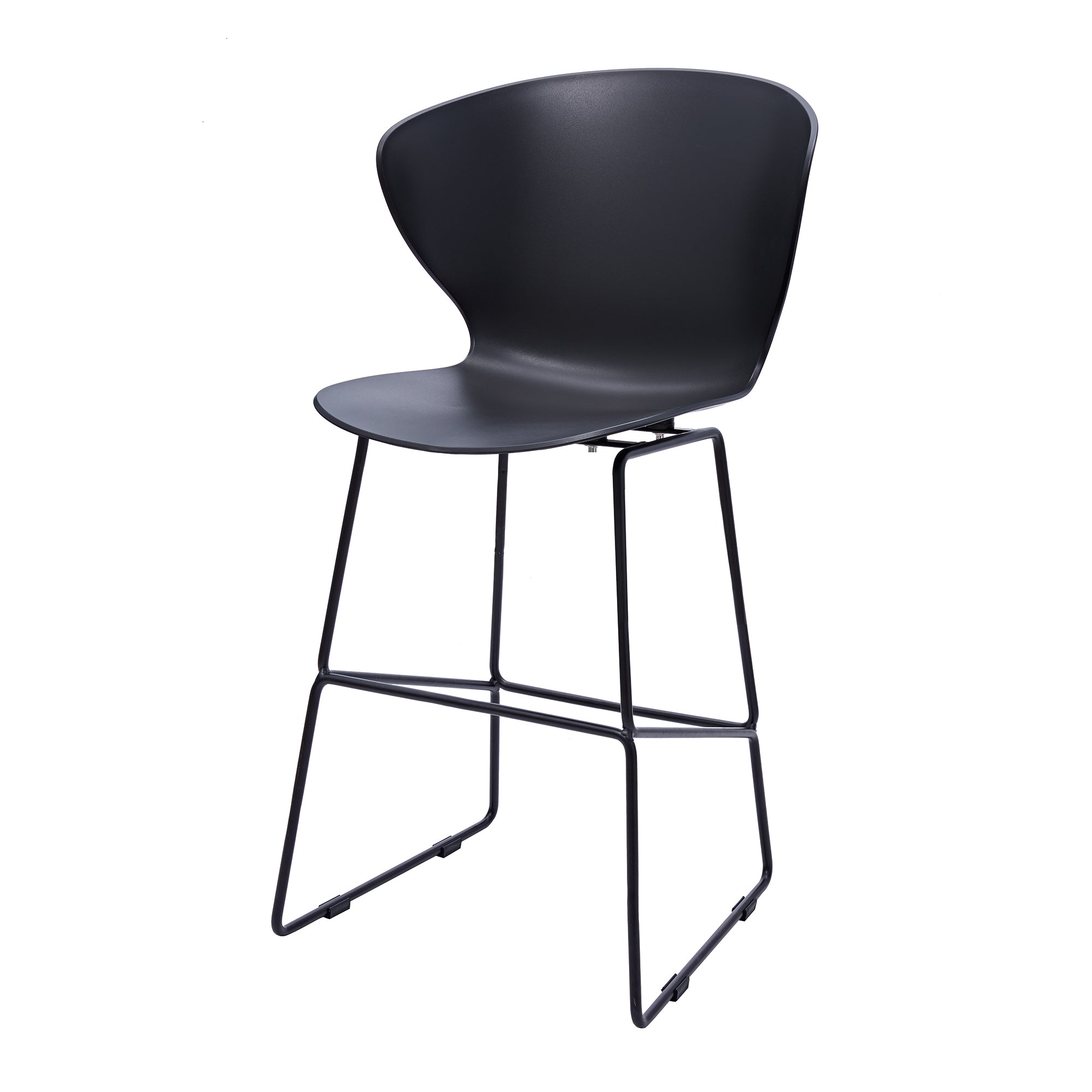 Set of Two 26" Black Heavy Duty Plastic and Metal Low Back Counter Height Bar Chairs