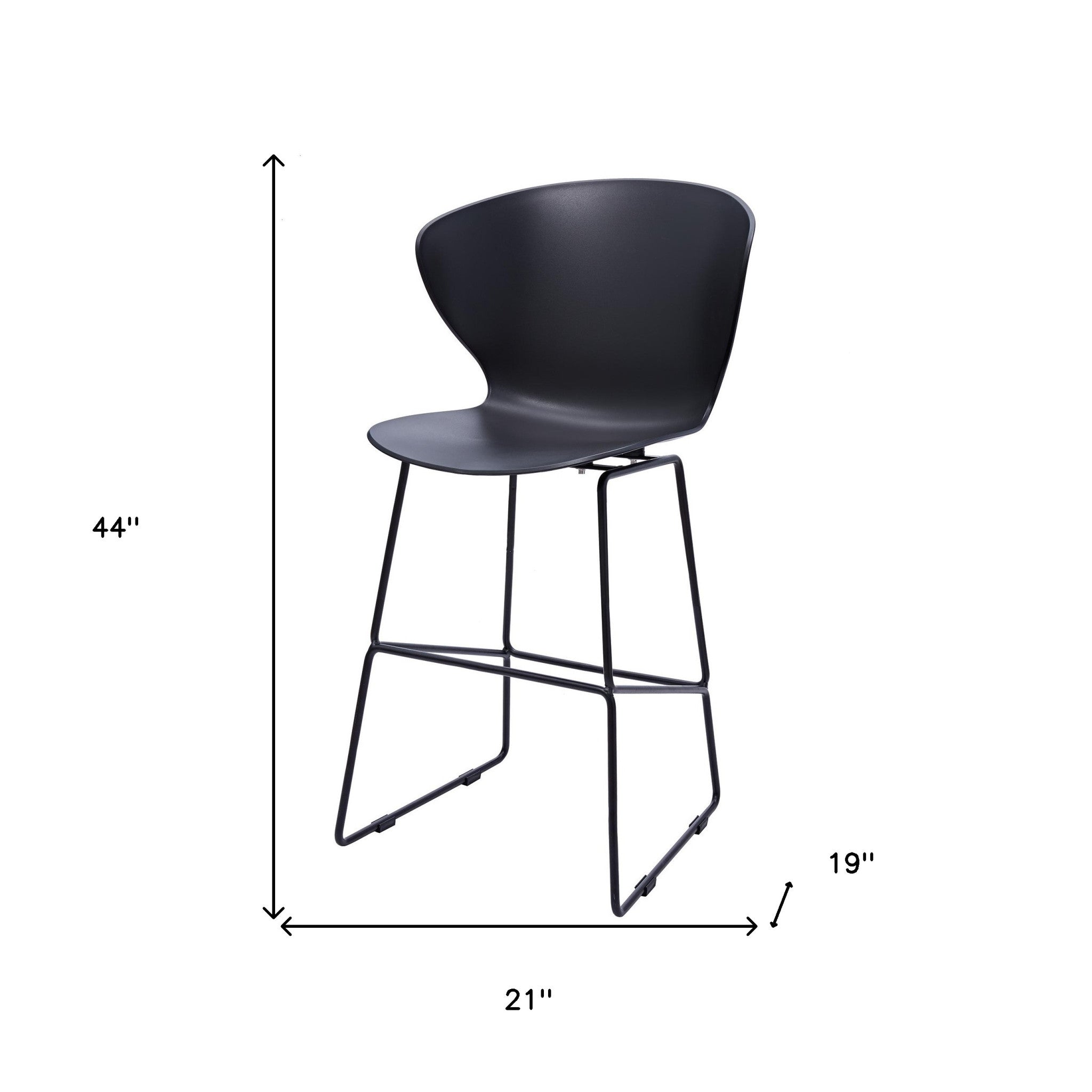 Set of Two 30" Black Heavy Duty Plastic and Metal Low Back Bar Height Bar Chairs
