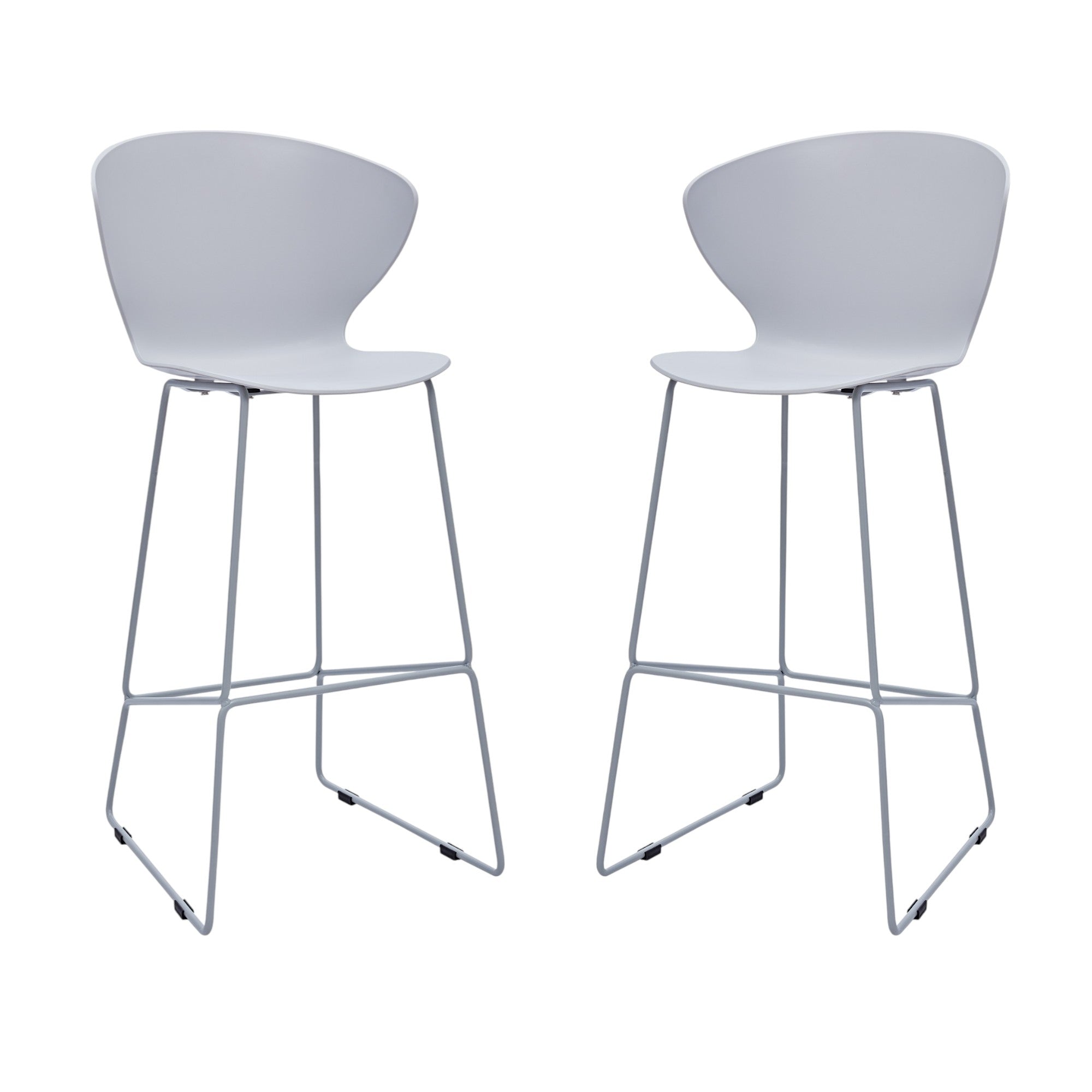 Set of Two 30" Gray Heavy Duty Plastic and Metal Low Back Bar Height Bar Chairs