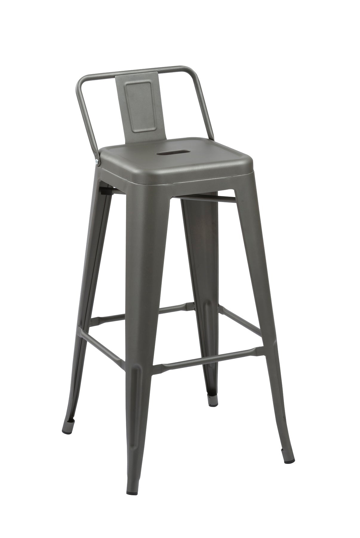 Set of Four 26" Gray Steel and Metal Low Back Counter Height Bar Chairs