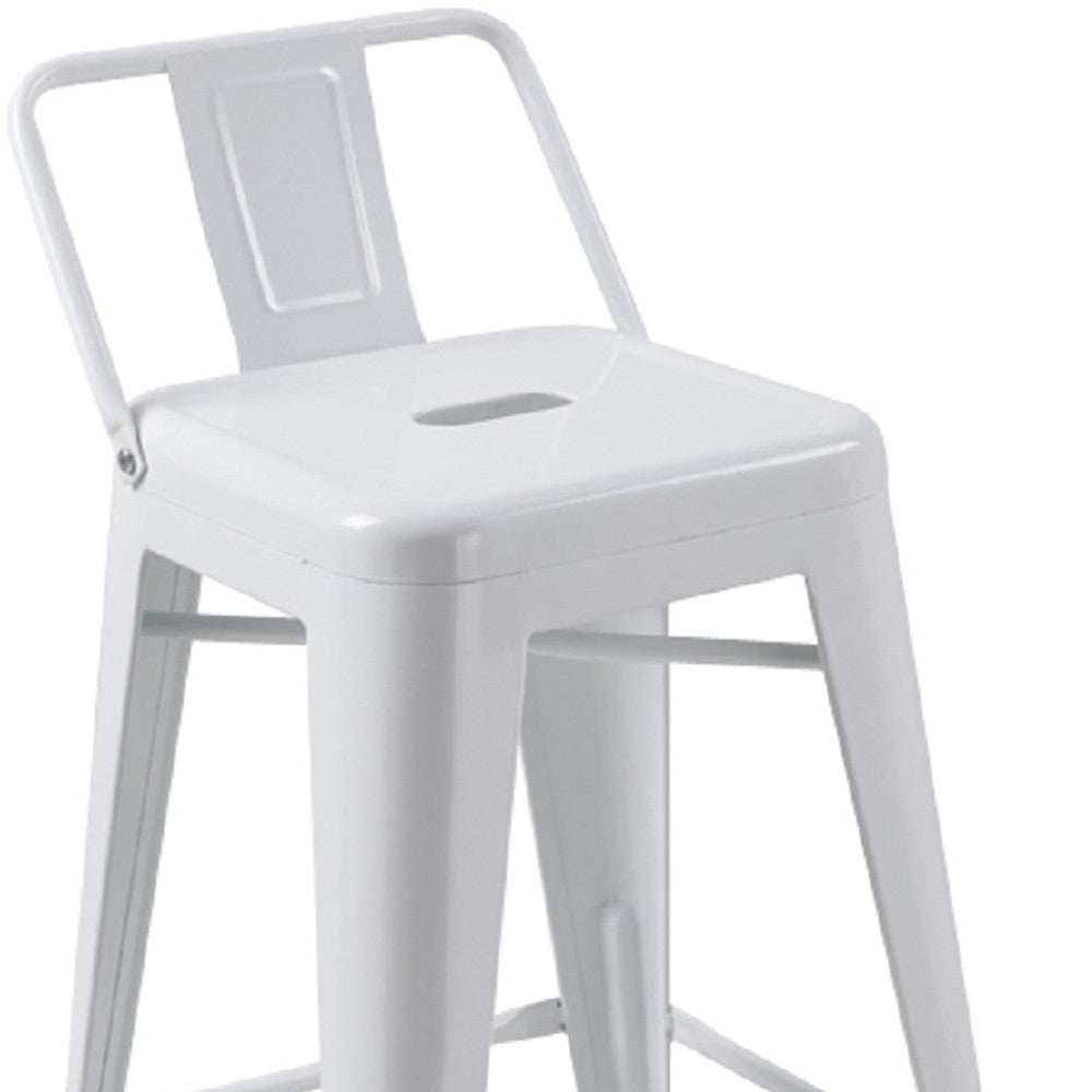 Set of Four 26" White Steel and Metal Low Back Counter Height Bar Chairs