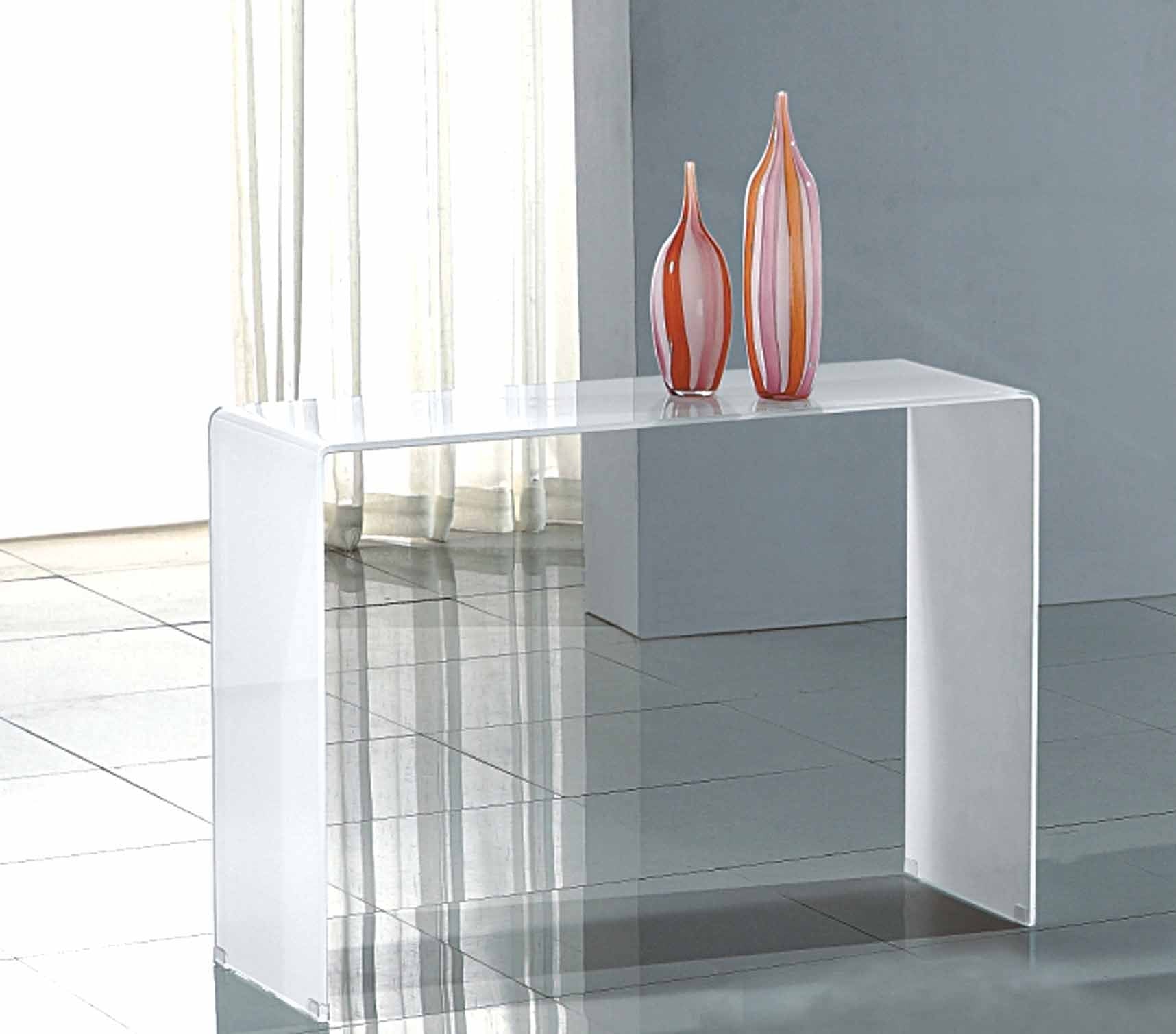 47" White Glass Frame Console Table